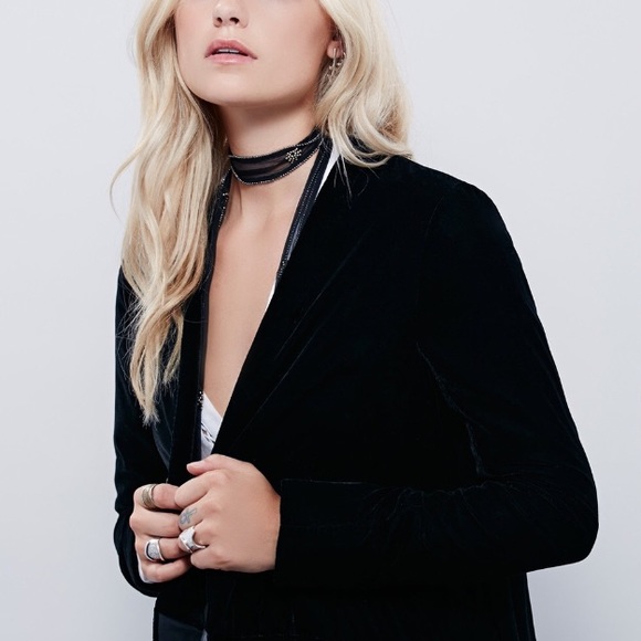 Swingy Velvet DUSTER Jacket Trench Coat Black - Picture 2 of 6